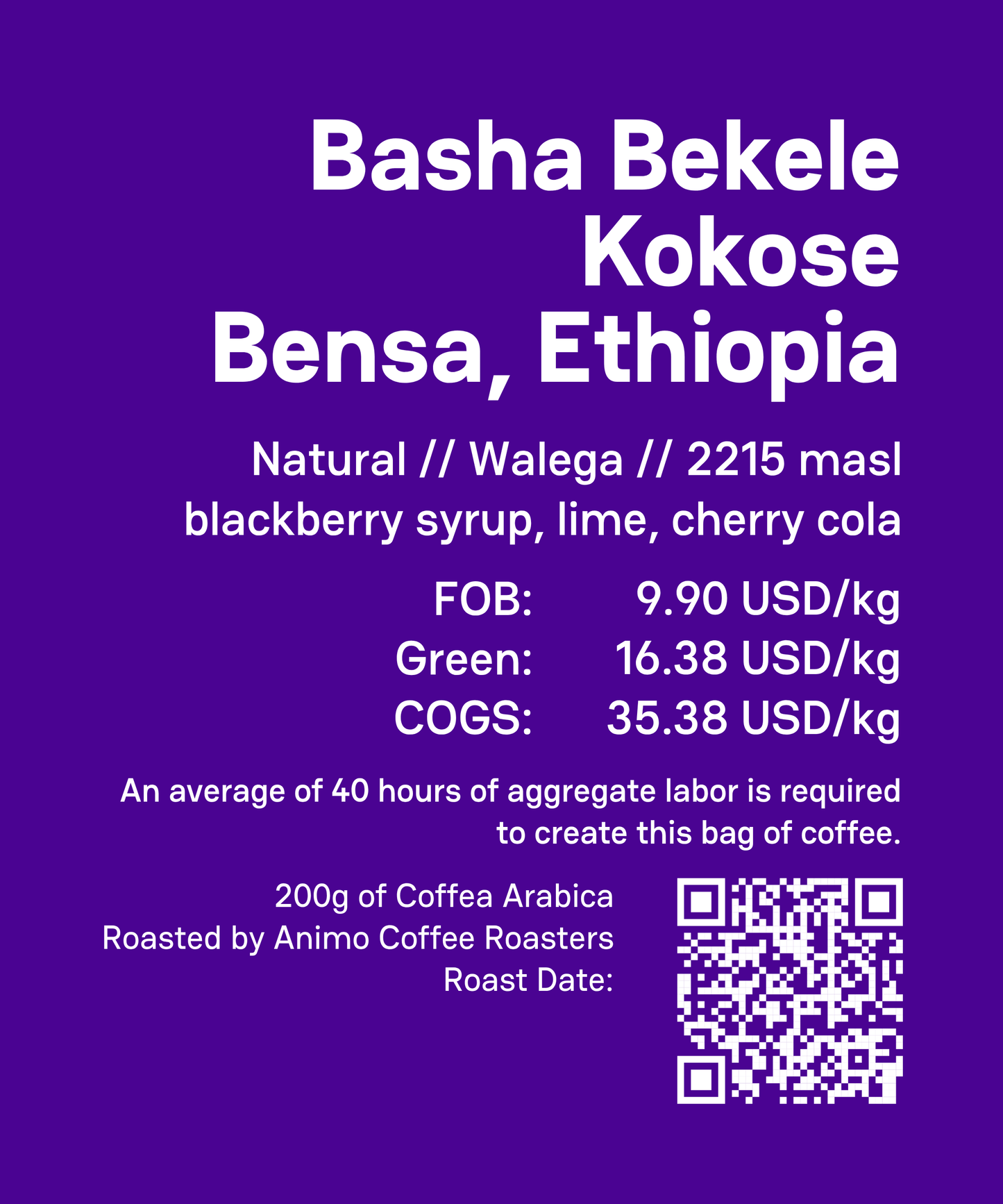 Basha Bekele, Kokose Natural, Ethiopia | 200g